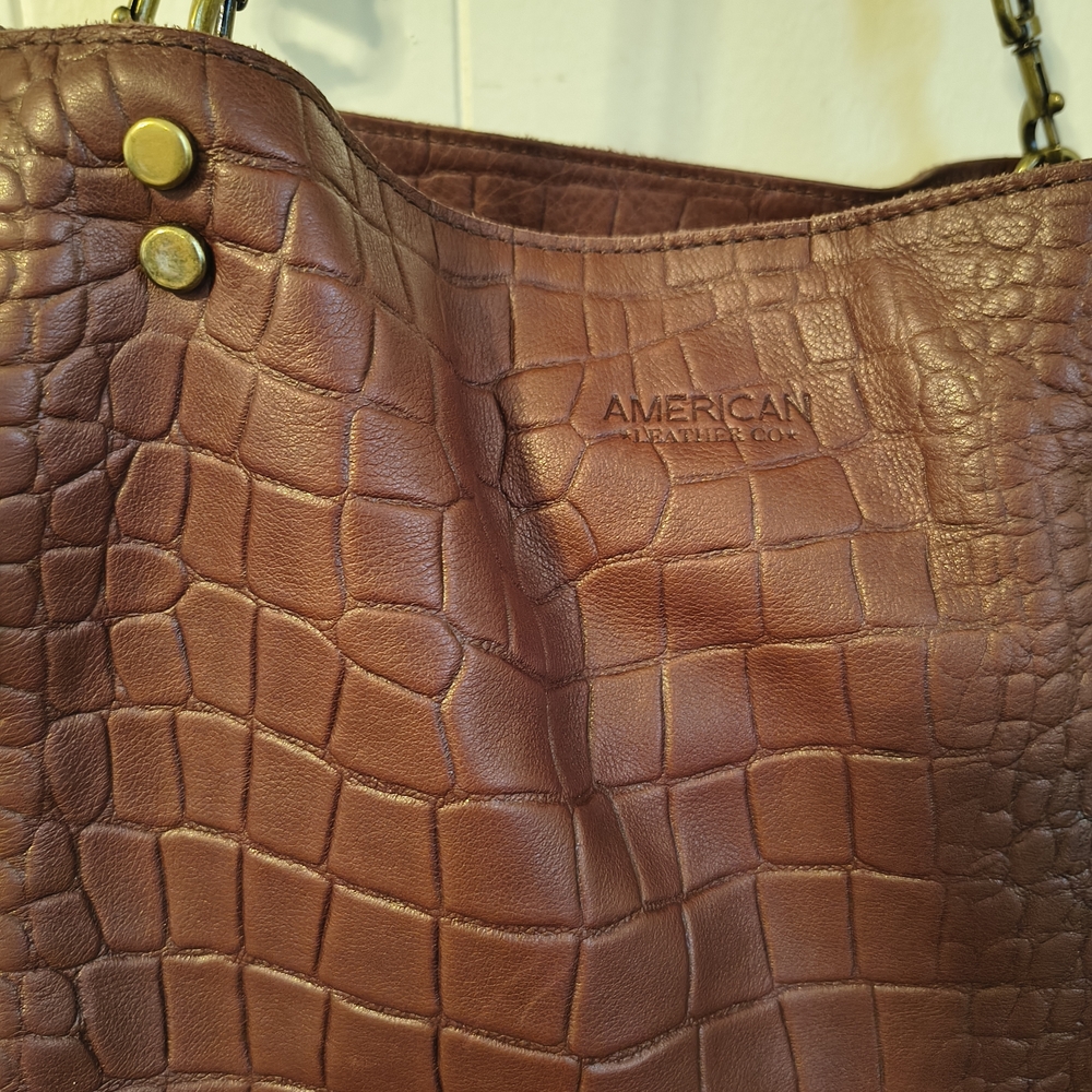 American Leather Co. Lenox  Coradovan Croc Shoulder Bag - Picture 2 of 7